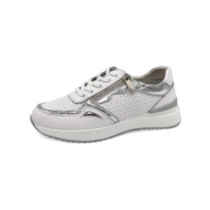 Biało-srebrne sneakersy z ozdobnymi suwaczkami