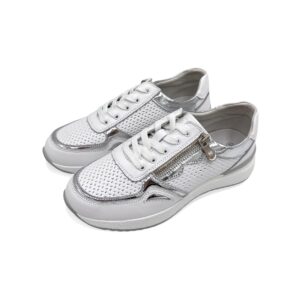 Biało-srebrne sneakersy z ozdobnymi suwaczkami