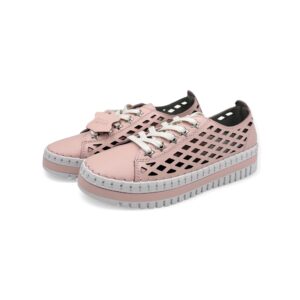 Pudrowe ażurowane sneakersy