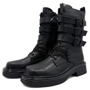 Czarne workery w stylu militarnym