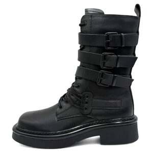 Czarne workery w stylu militarnym