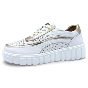 Białe sneakersy ze złotymi wstawkami