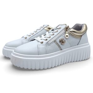 Biało-złote sneakersy z ozdobnymi suwaczkami