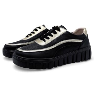 Czarne sneakersy ze złotymi wstawkami