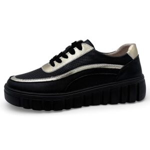 Czarne sneakersy ze złotymi wstawkami